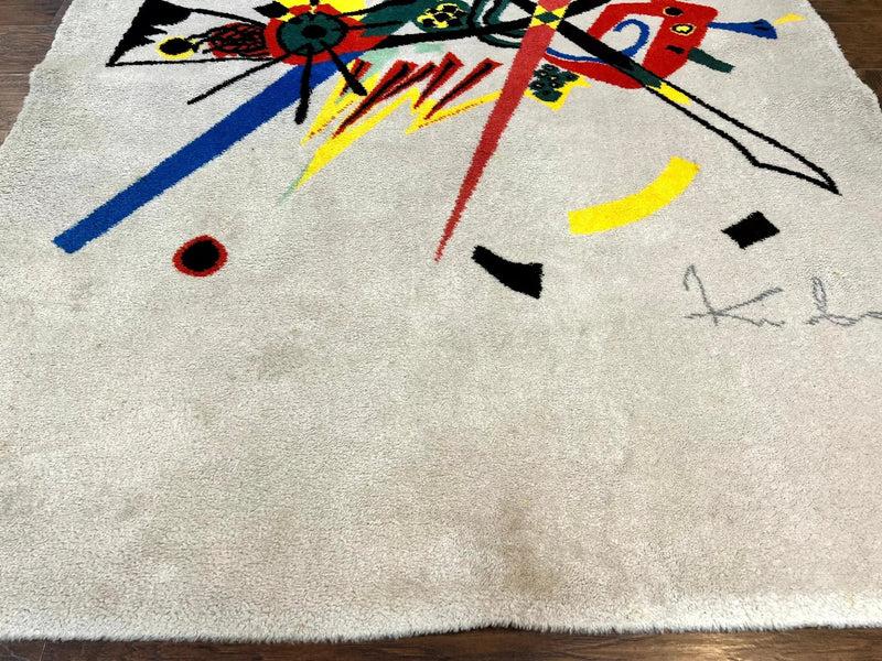 Danish Rya Shag Rug 6x9, EGE Axminster Carpet, Ivory, Modern Abstract Rug, Signed by Designer by Jewel Rugs