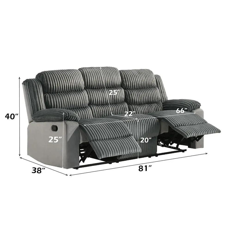 Lesley - Motion Sofa - Gray Corduroy & Velvet by Unique Piece Furniture
