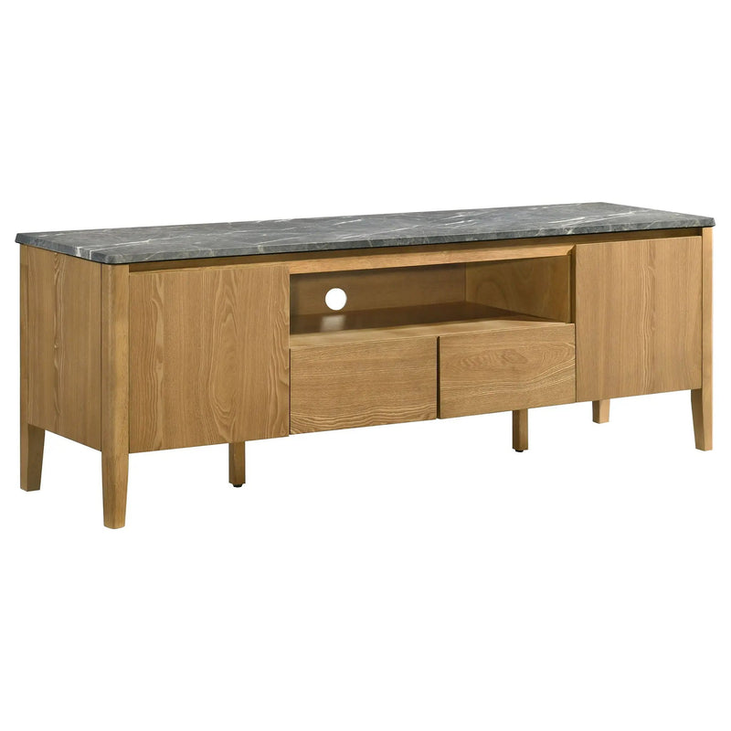Bradley 63-inch 2-Door SmartTop TV Stand Grey and Natural by Unique Piece Furniture