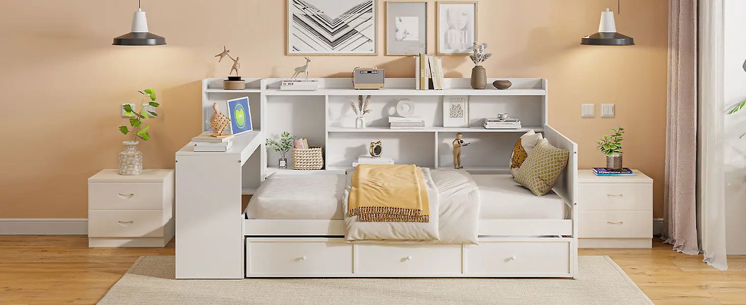 Daybed With 3 Drawers USB Ports And Desk by HouseOfZazla