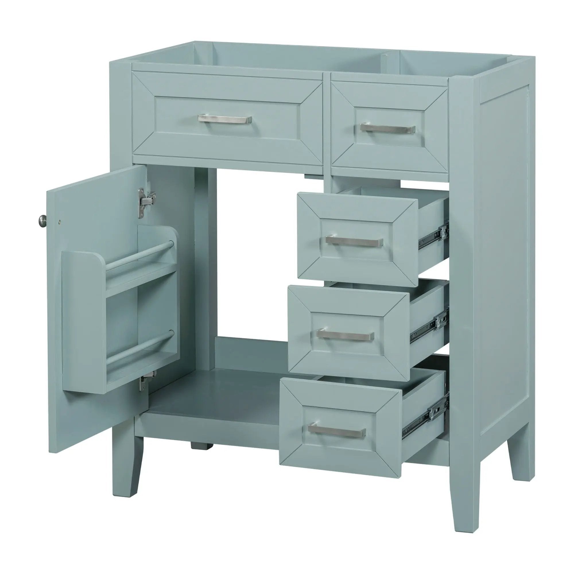 30" Bathroom Vanity Without Sink, Cabinet Base Only, Bathroom Cabinet With Drawers - Green by HouseOfZazla