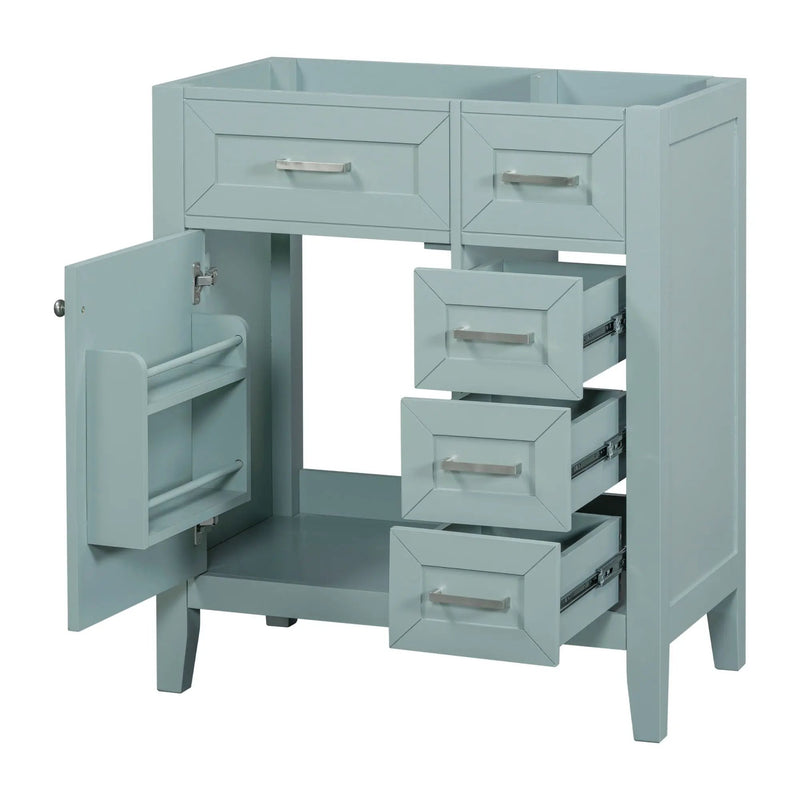 30" Bathroom Vanity Without Sink, Cabinet Base Only, Bathroom Cabinet With Drawers - Green by HouseOfZazla