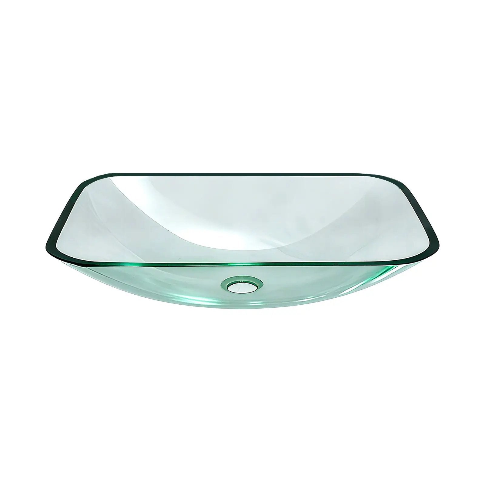 Clear Vessel Sink Rectangle Above Counter Bathroom Basin With Pop Up Drain, No Faucet - Clear by HouseOfZazla