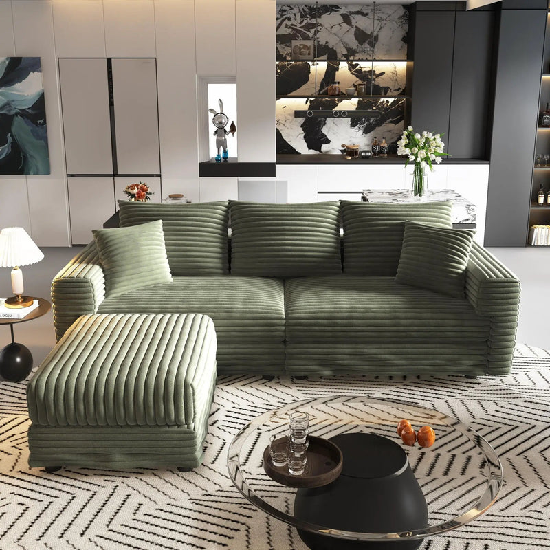 Convertible Deep Seat Sofa With Soft Pillows And Ottomans by HouseOfZazla
