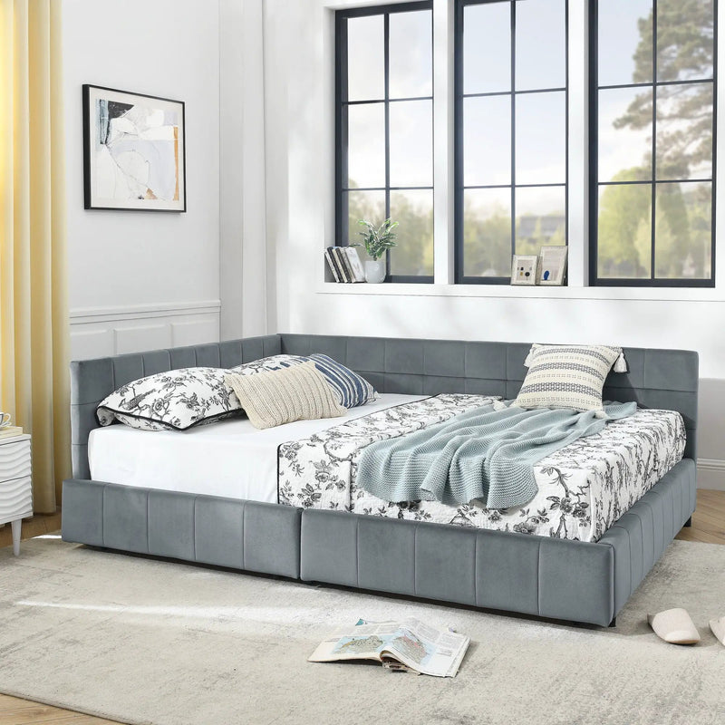 Mid-Century Storage Upholstered Tufted Bed Frame With Backrest And Armrests by Unique Piece Furniture