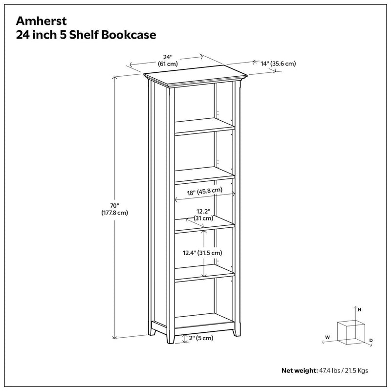 Amherst - 5 Shelf Bookcase, Handcrafted by Unique Piece Furniture