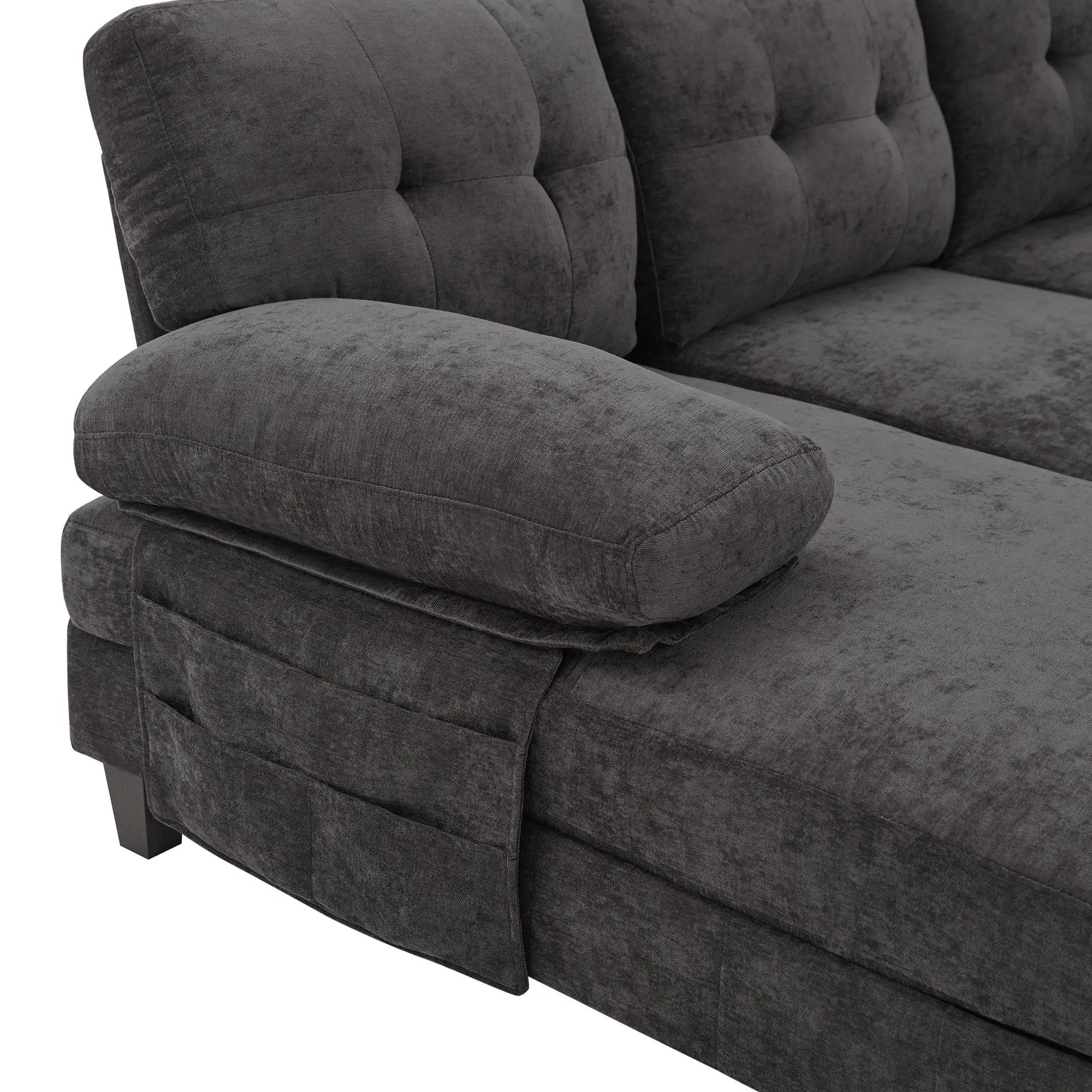 U-Shaped Sectional Sofa 103.5" Fabric Couch With Dual Chaise Lounges, Storage Pockets, Armrest Pillows by HouseOfZazla