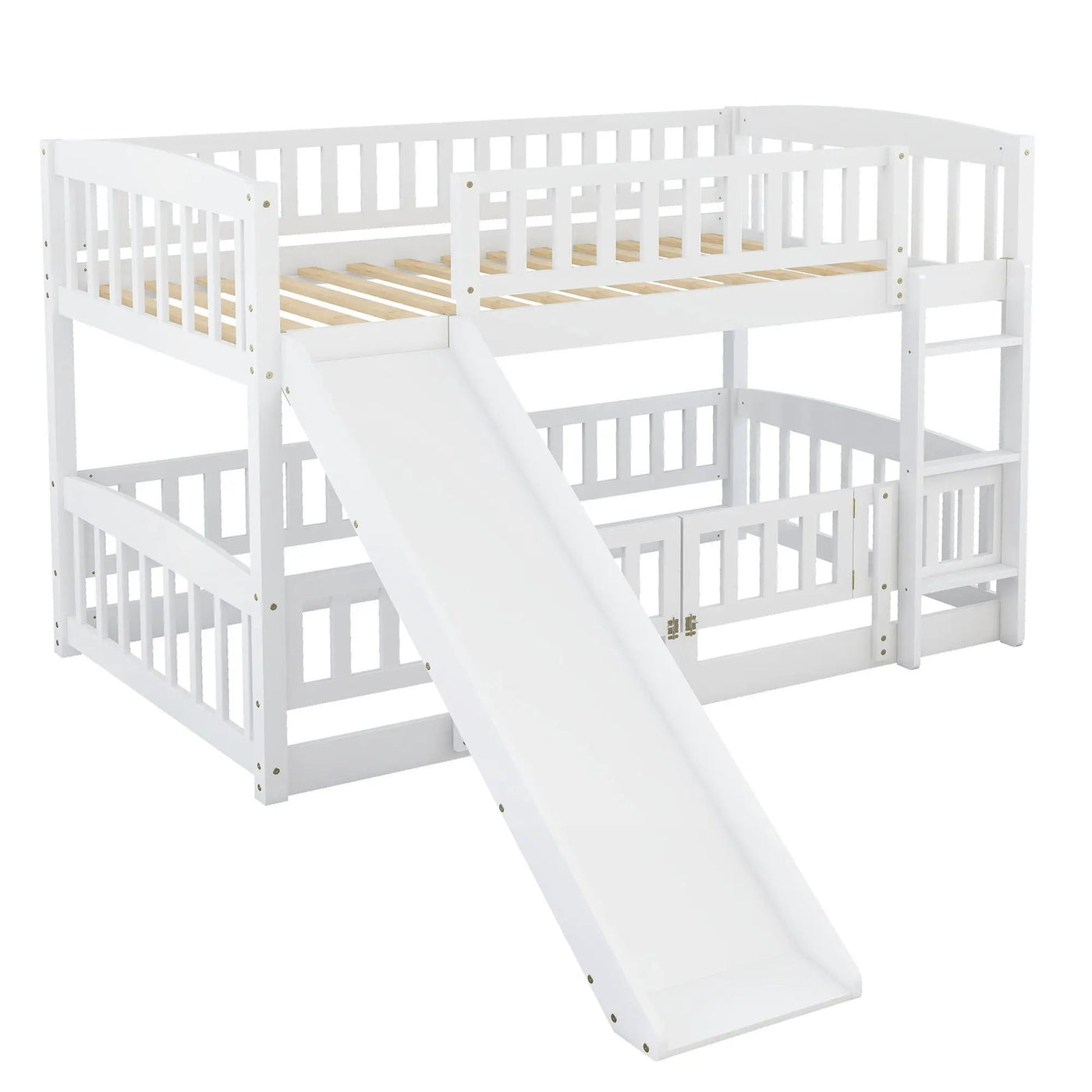 Low Bunk Bed With Slide, Fence And Ladder by Unique Piece Furniture