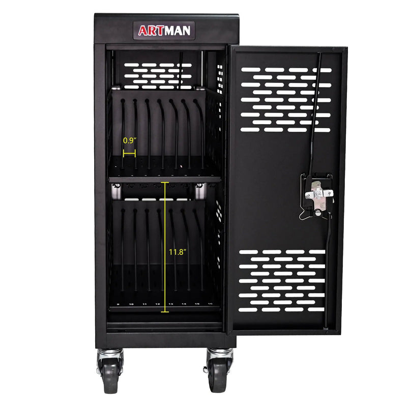 16 Bay Mobile School Charging Cart Station For book, Tablet And Laptop Computer With Power Strip Included by HouseOfZazla