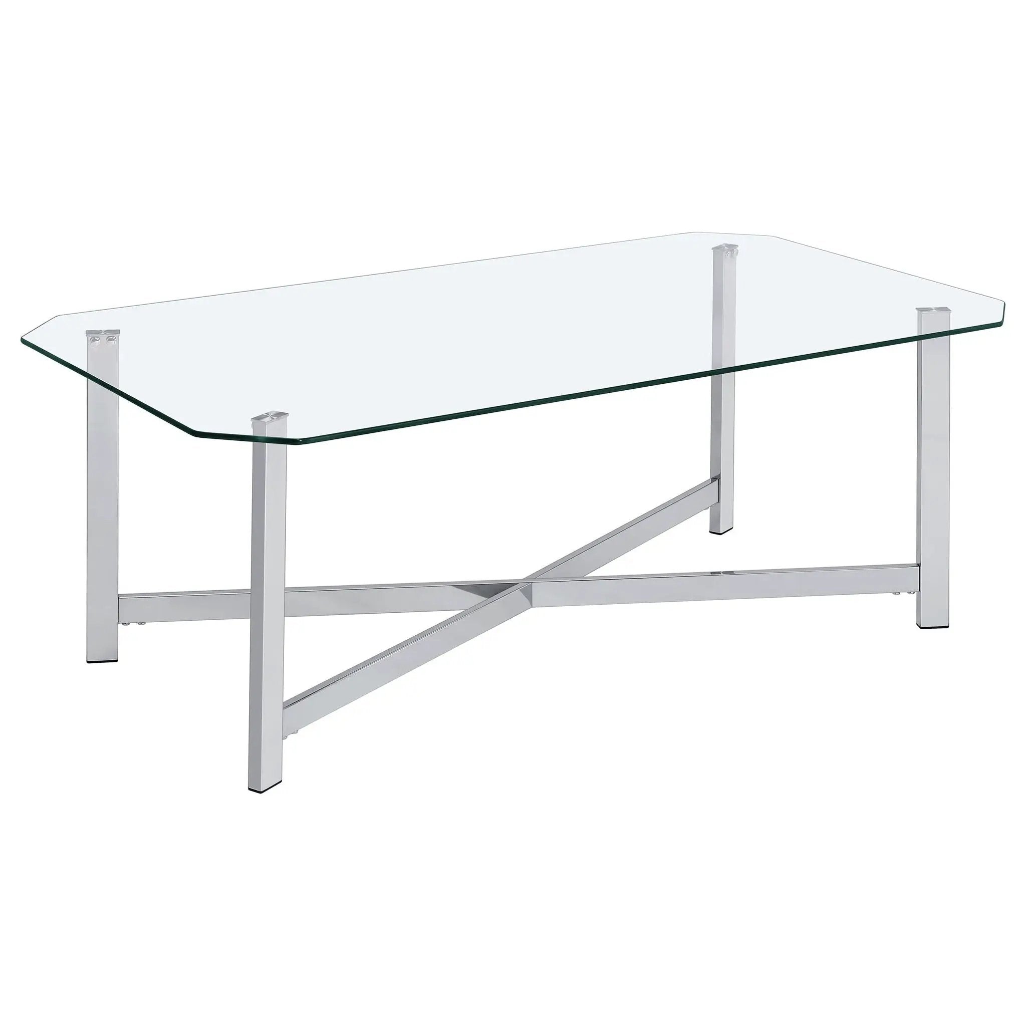 Cronin 3-piece Tempered Glass Top Coffee Table Set Chrome by Unique Piece Furniture