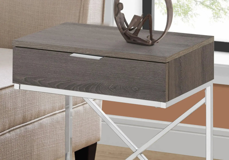 Accent Side Table, Storage Drawer, Contemporary - Taupe by Unique Piece Furniture