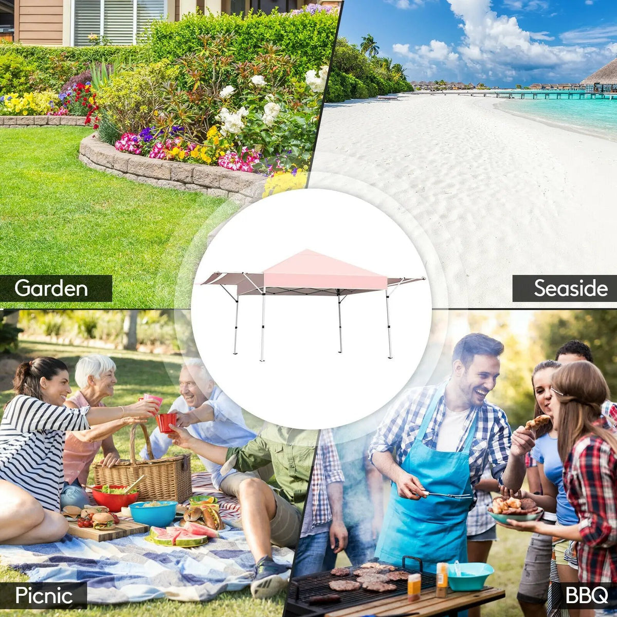 17 Feet x 10 Feet Foldable Pop Up Canopy with Adjustable Instant Sun Shelter, photo 19 of 32