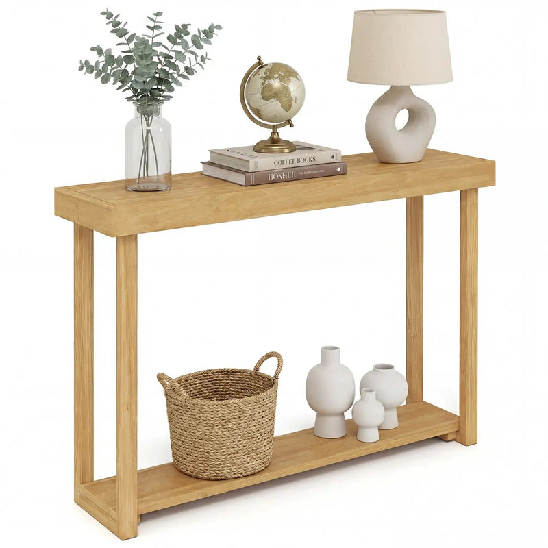 46 Inch Solid Wood Console Table 2-Tier Narrow Farmhouse Sofa Table by DirectDeals
