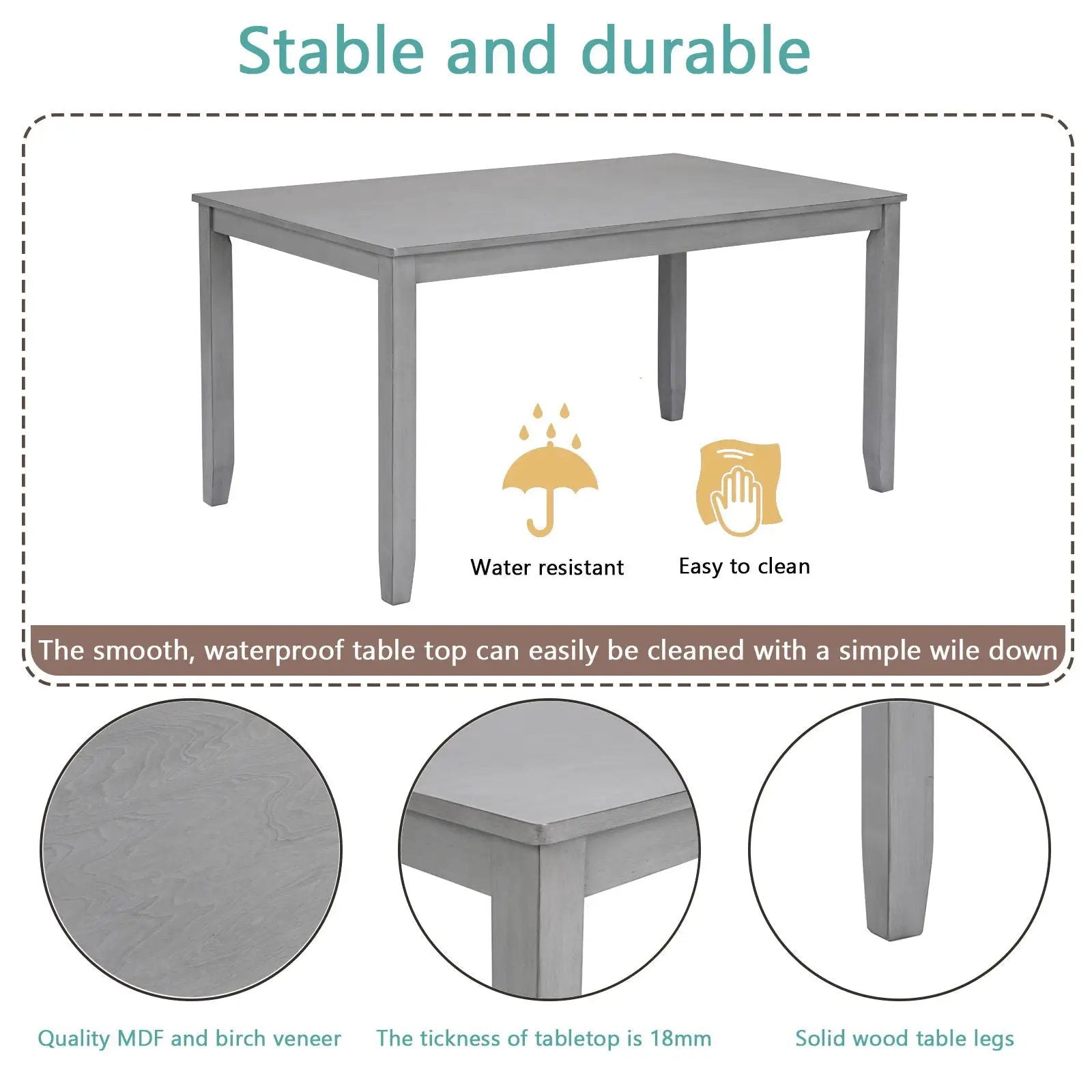Kitchen Dining Set, Rectangular Dining Table With Upholstered Chairs by Unique Piece Furniture
