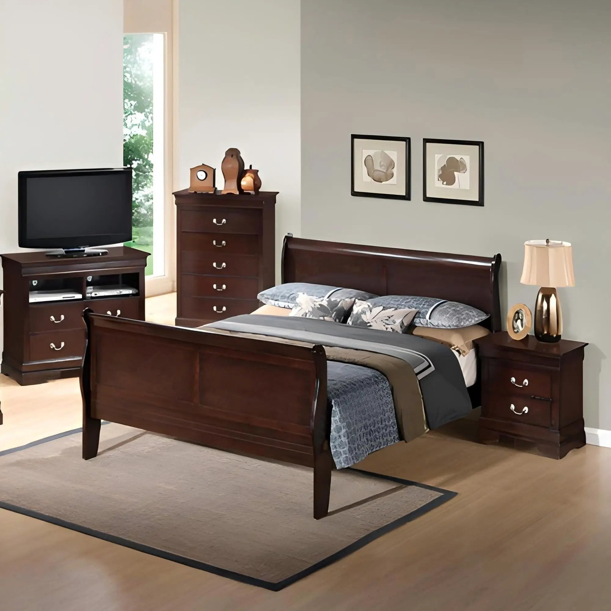 Louis Phillipe - Panel Sleigh Bed by HouseOfZazla