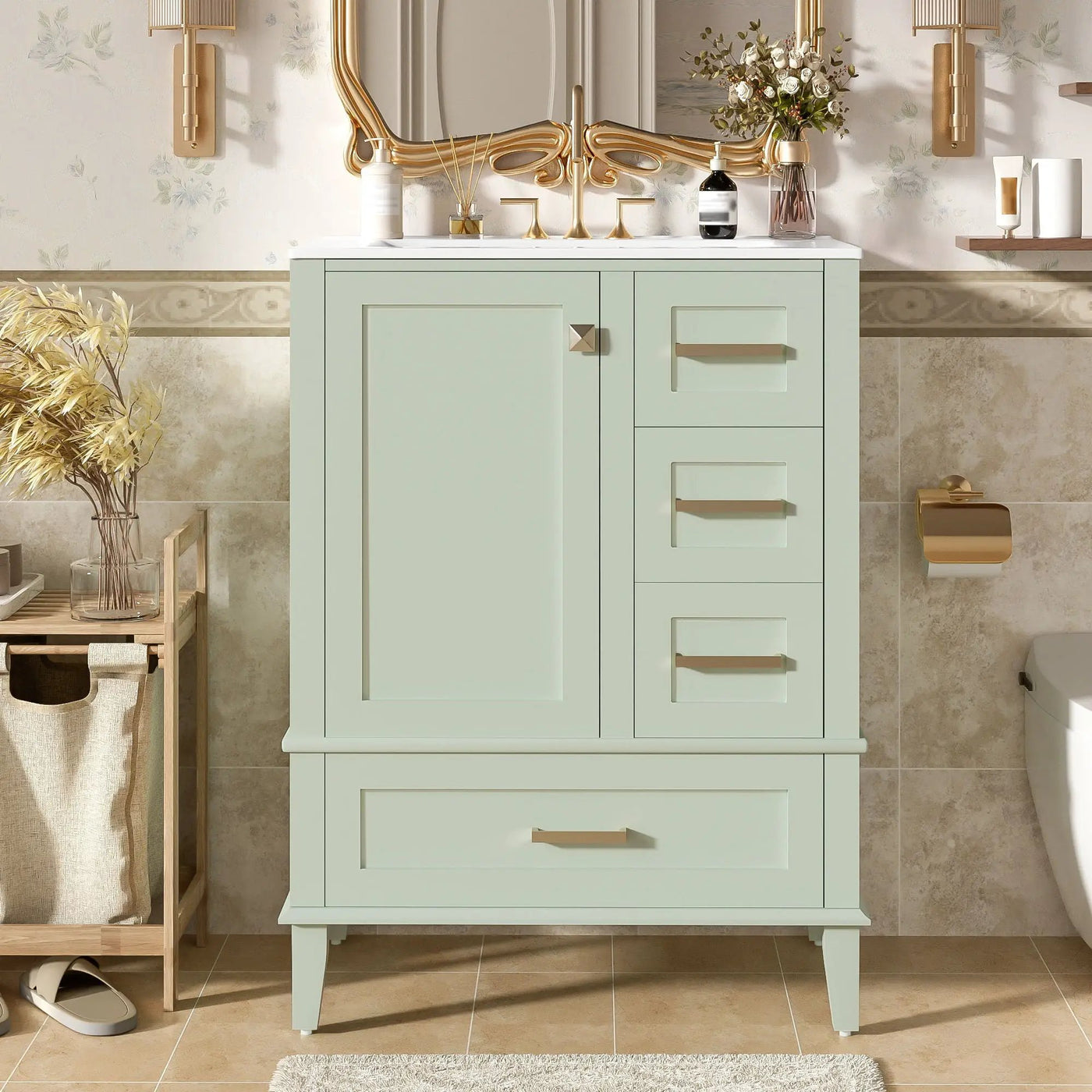 Bathroom Vanity, Modern Bathroom Cabinet With Sink Combo Set, Bathroom Storage Cabinet With A Soft Closing Door And 3 Drawers, Solid Wood Frame by Unique Piece Furniture