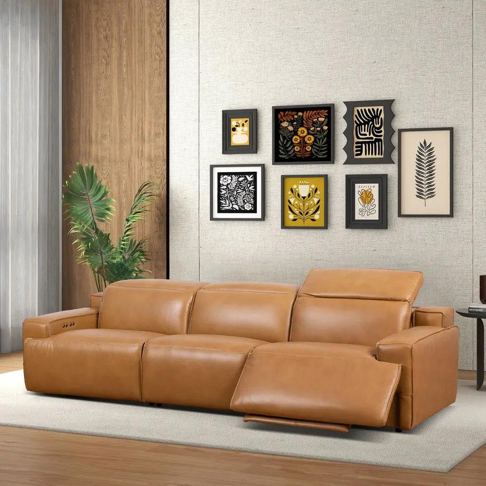 Urbana - Triple Power Recliner Sofa - Tan by HouseOfZazla