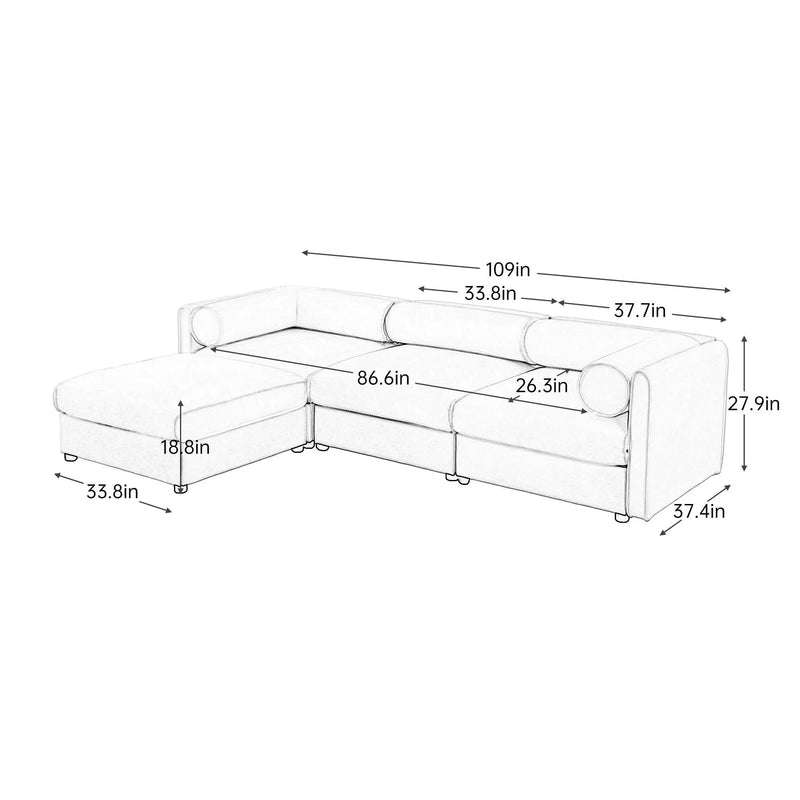 Contemporary Elegant Sofa With Storage And Ottoman by Unique Piece Furniture