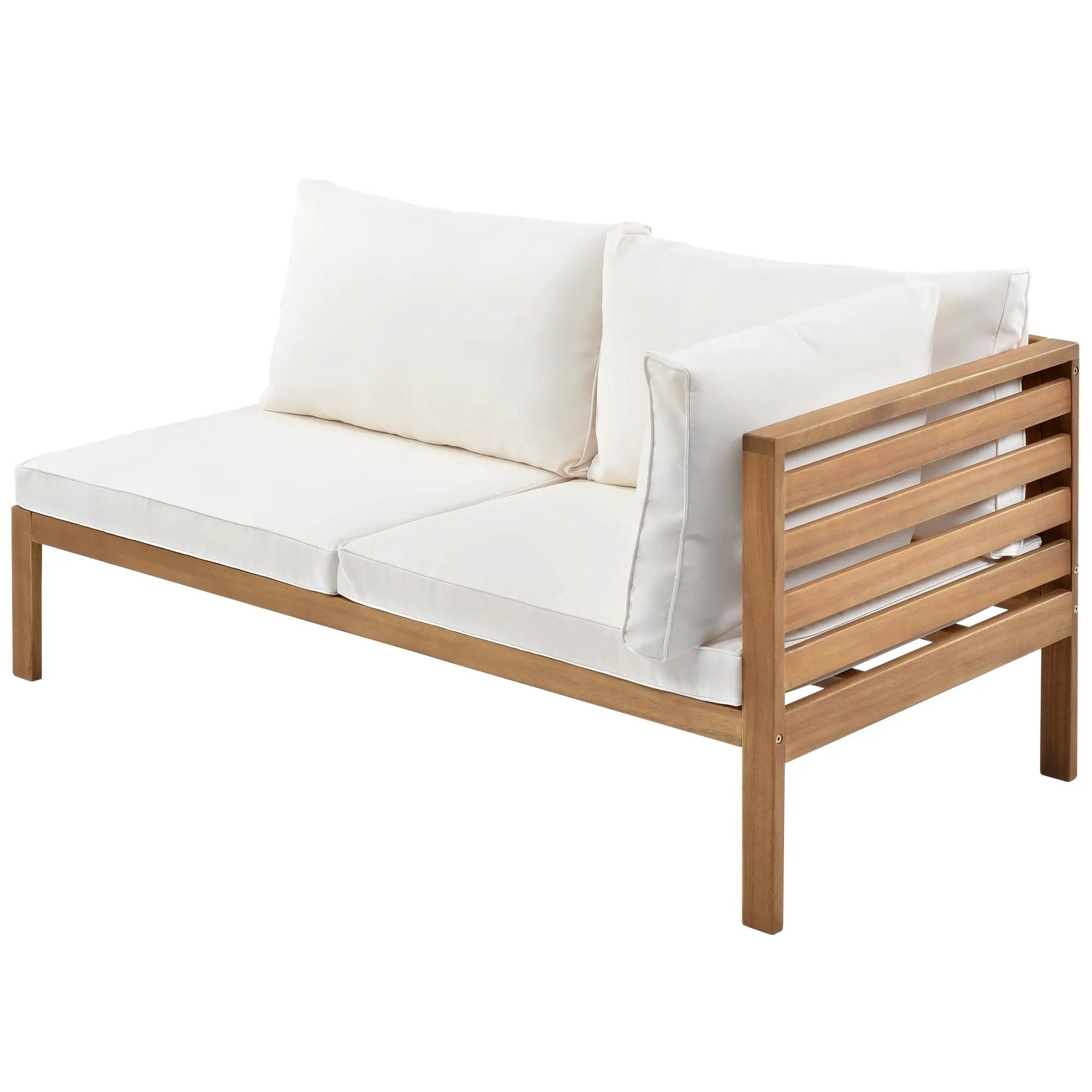 Wood Structure Outdoor Sofa Set with Beige Cushions by HouseOfZazla