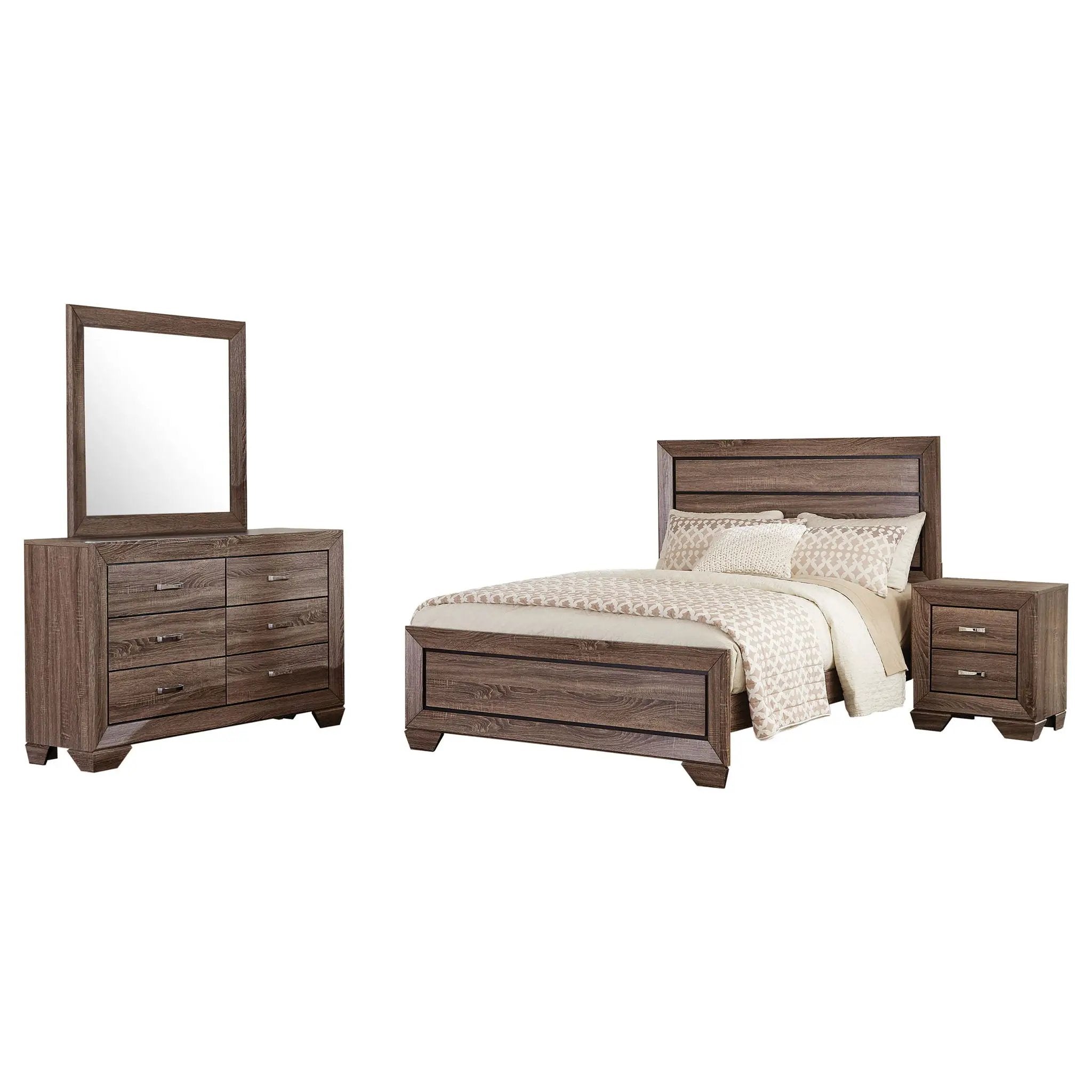 Kauffman 4-piece Queen Bedroom Set Washed Taupe by Unique Piece Furniture