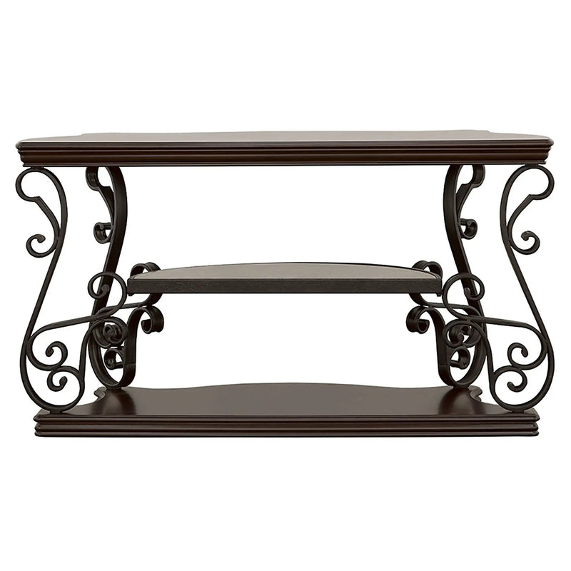 Laney Scrollwork Entryway Sofa Console Table Deep Merlot by Unique Piece Furniture