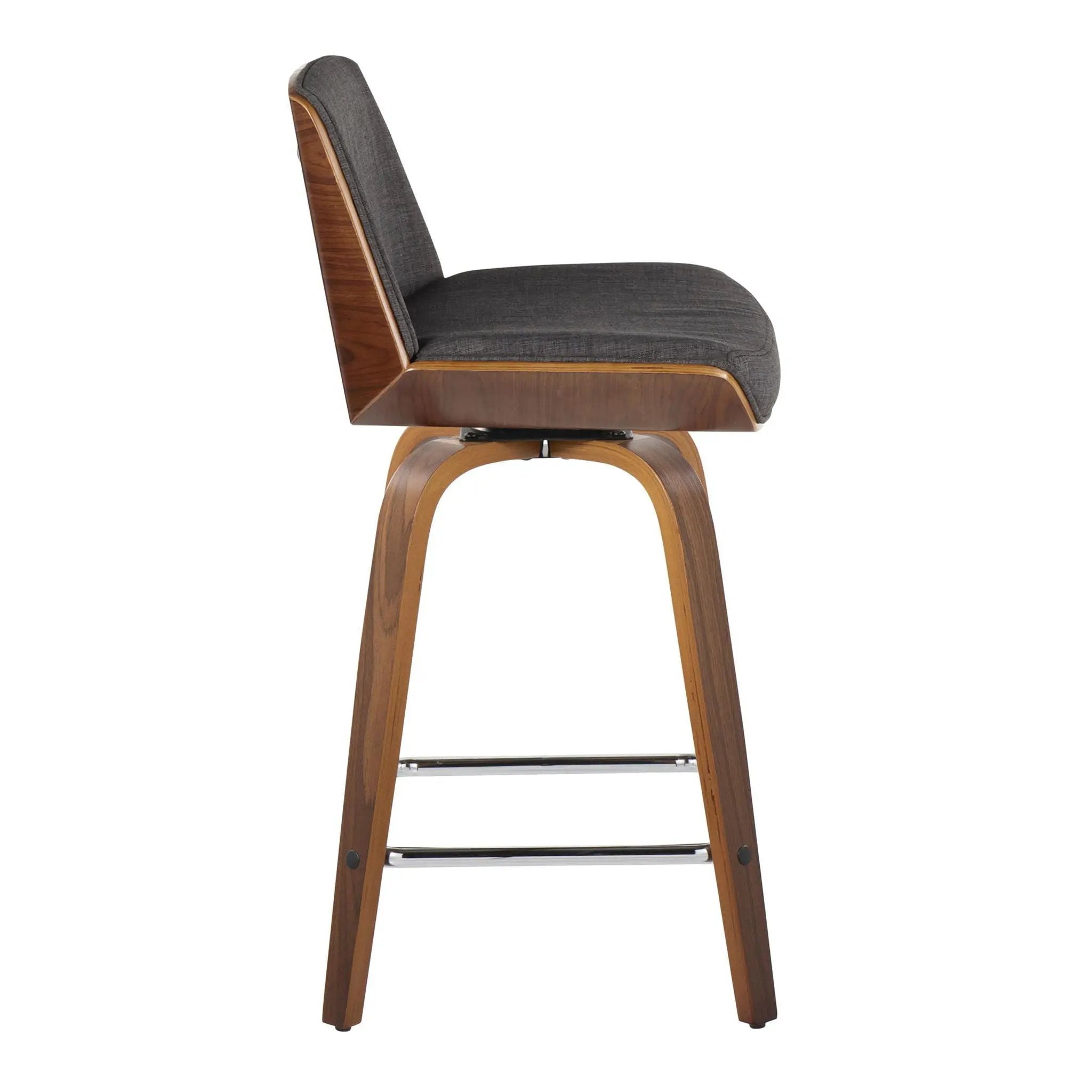 Corazza - Mid Century Modern Fixed Height Counter Stool With Swivel With Square Footrest (Set of 2) by HouseOfZazla