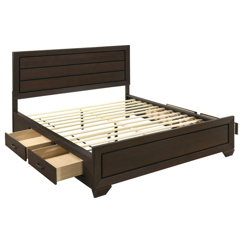 Kauffman Wood California King Storage Panel Bed Dark Cocoa by Unique Piece Furniture