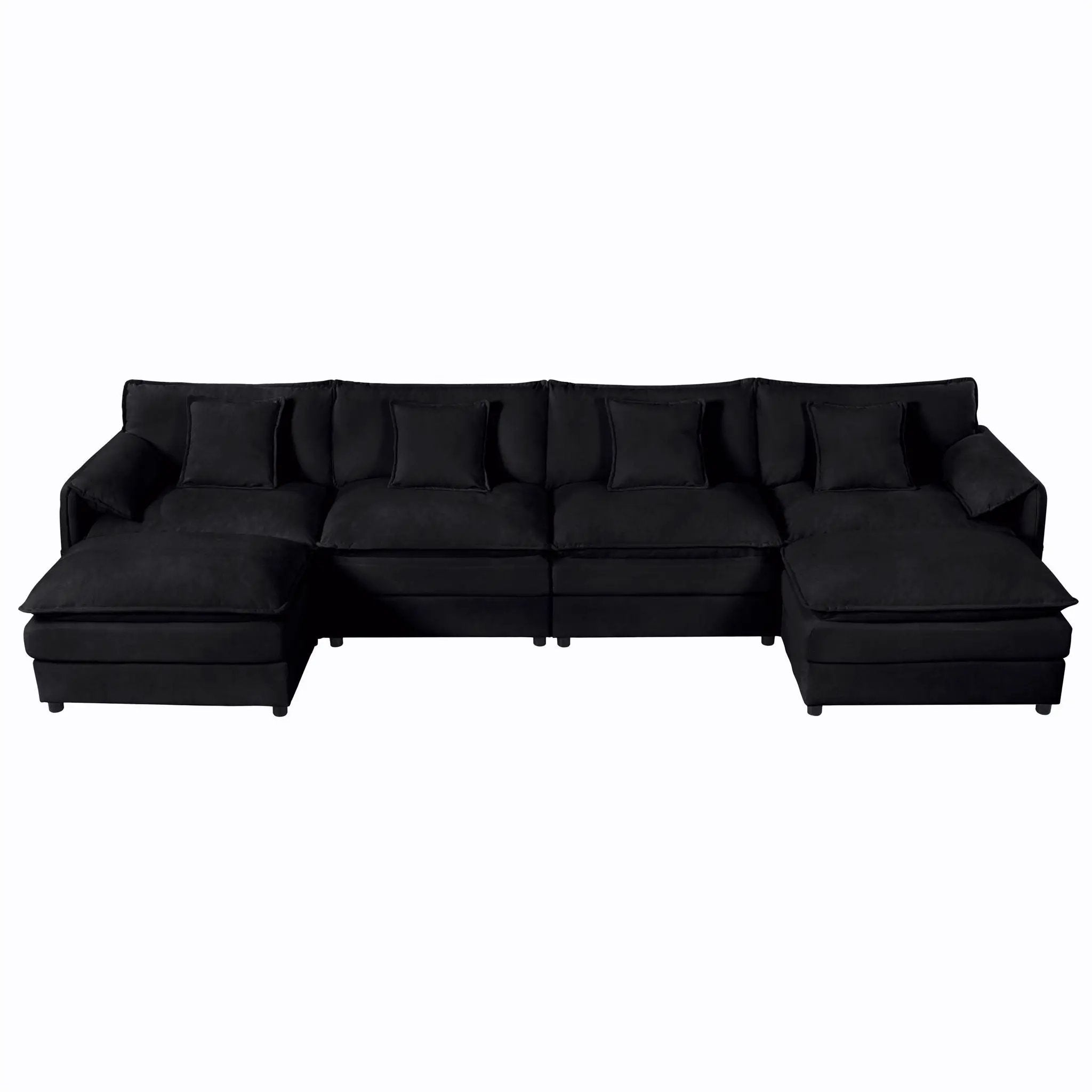 Modern Comfy Deep Seat Modular Sectional Sofa Cloud Couch With Ottoman by HouseOfZazla