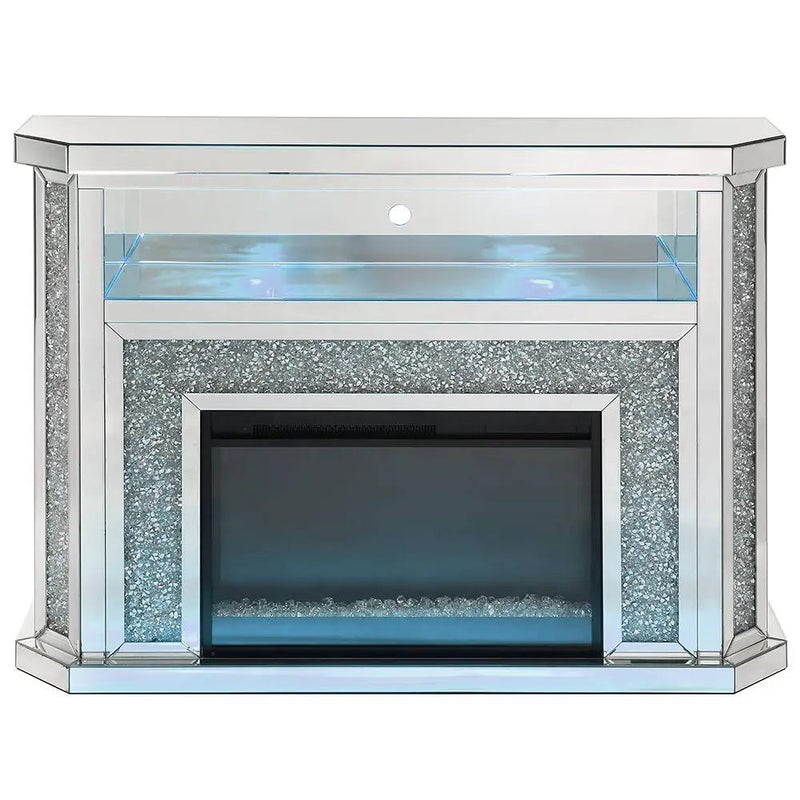 Noralie - 51" Fireplace With LED - Mirrored & Faux Diamonds by Unique Piece Furniture
