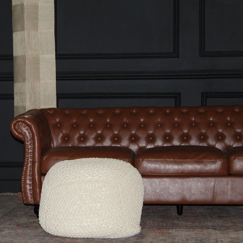 Semi Rounded Pouf Cable Knitted Perfect Seating by HouseOfZazla