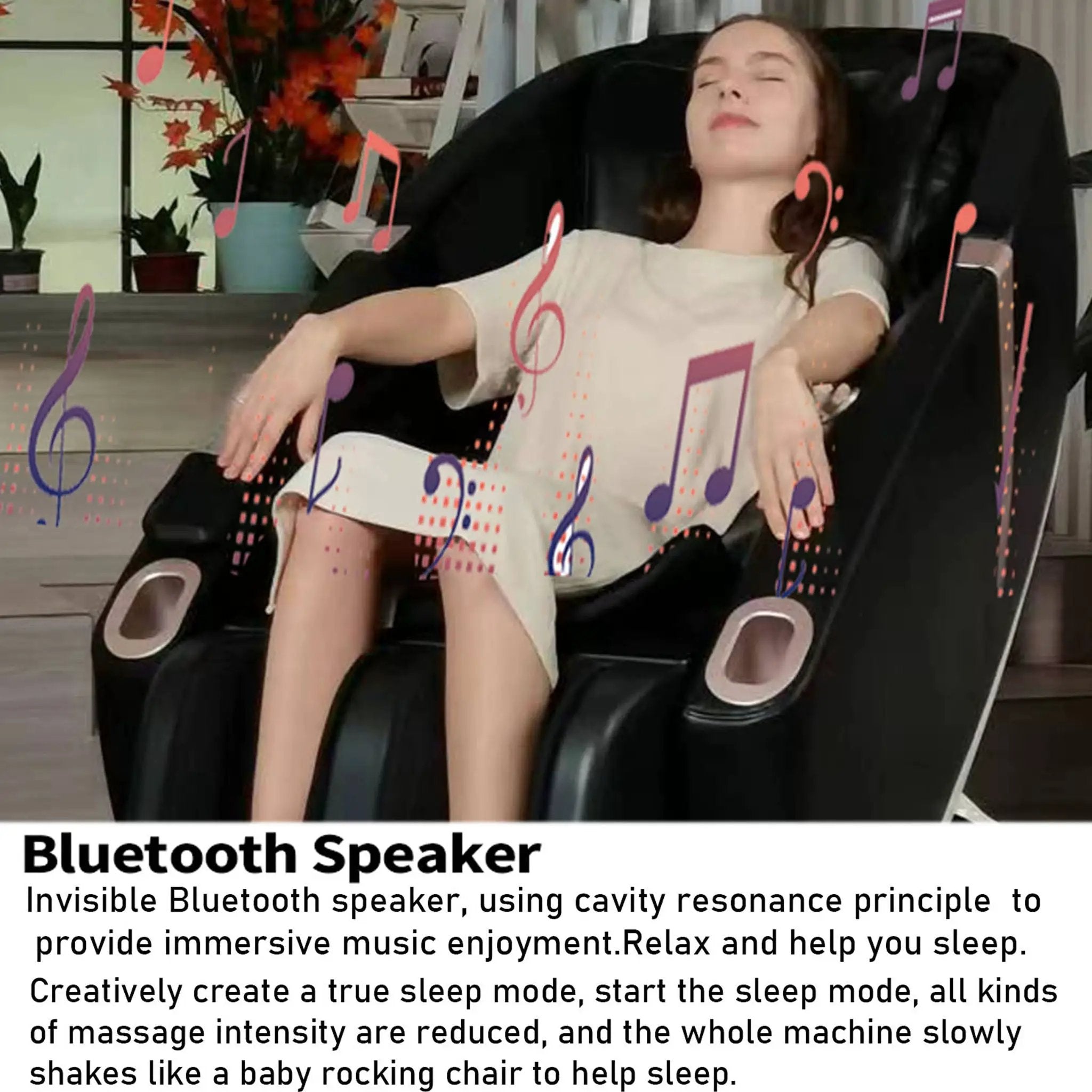 SL Type Pulley Guide, 2D Motor-Massage Manipulator-Space Saver Design, Track Sliding Zero Gravity Multifunction Massage Chair - Black by HouseOfZazla