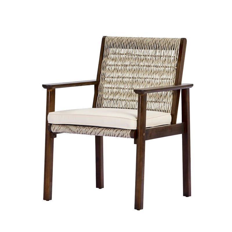 Outdoor Dining Chair Set with Acacia Wood & Wicker Rattan by HouseOfZazla