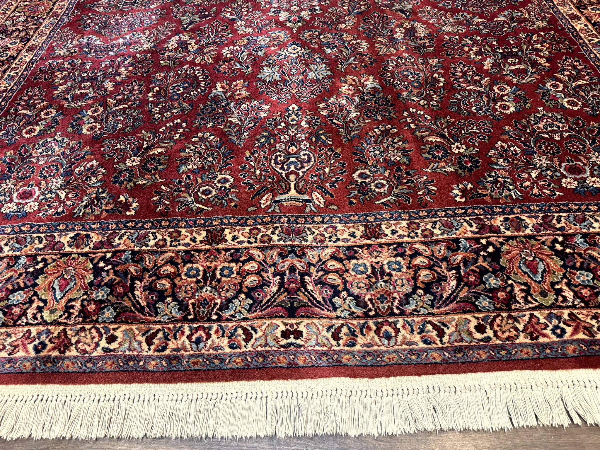 Karastan Rug 10x14, Red Sarouk #785, Wool Original 700 Series by Jewel Rugs