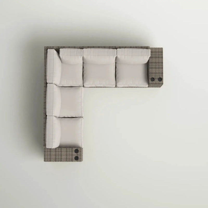 Wide Outdoor Wicker Patio Sectional With Cushions & Reversible Design - Gray by Unique Piece Furniture