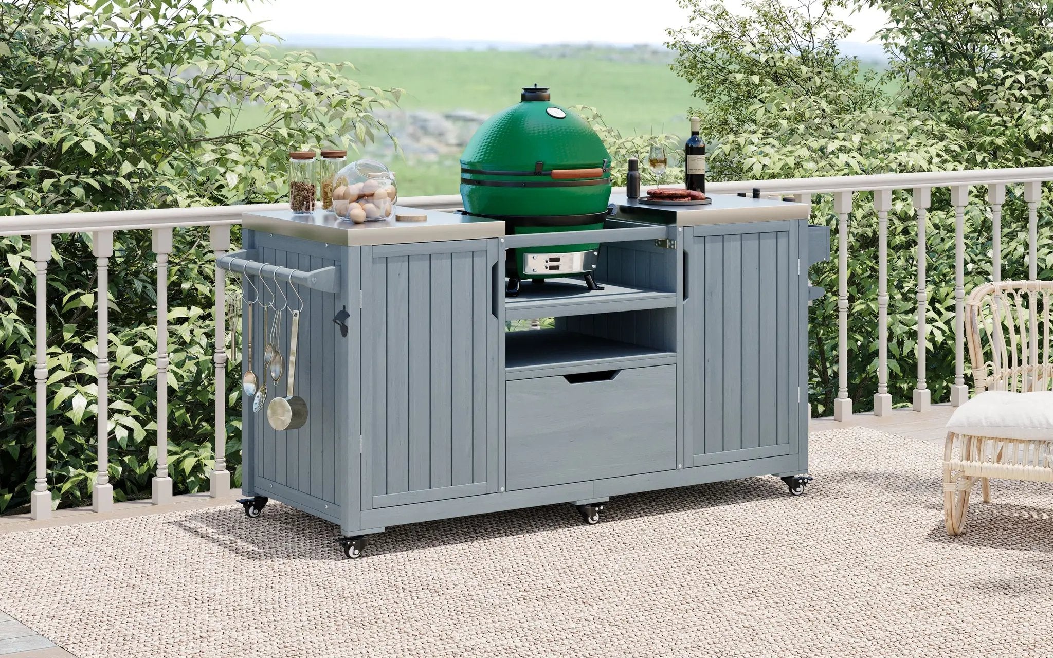 K&K 66.5" Outdoor Kitchen Island for Big Green Egg Grills by HouseOfZazla