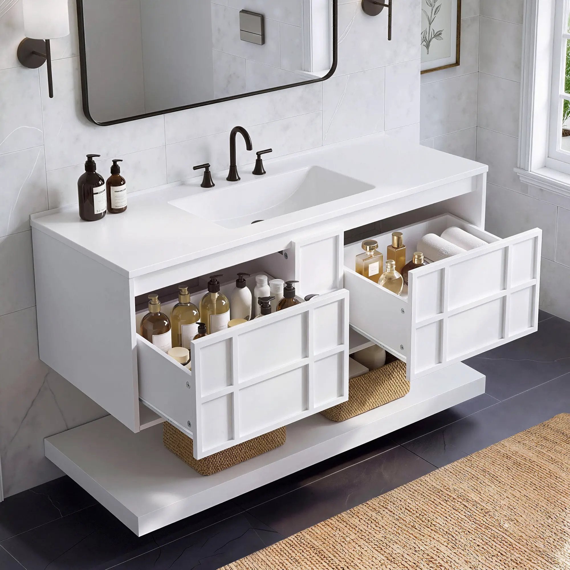 48 Inch Wall Mounted Bathroom Vanity Cabinet by HouseOfZazla