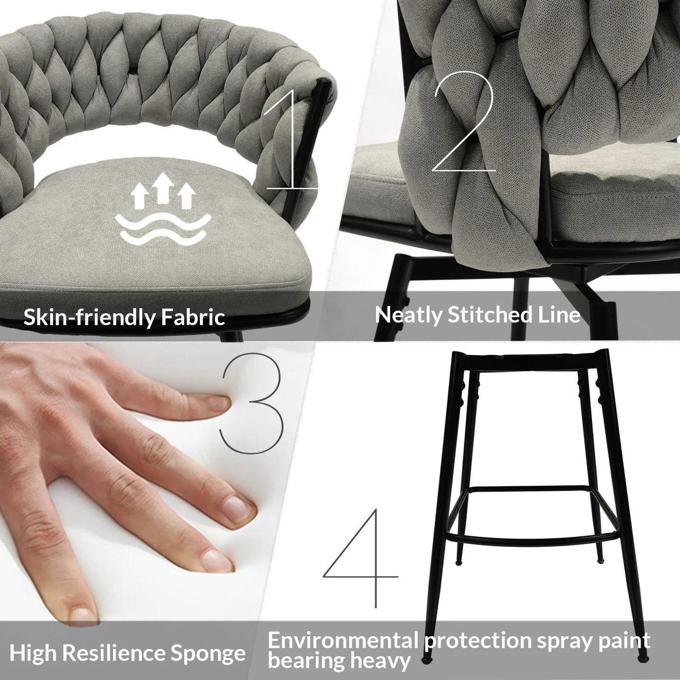 Bar Stool 360 Swivel With Back Footrest by HouseOfZazla