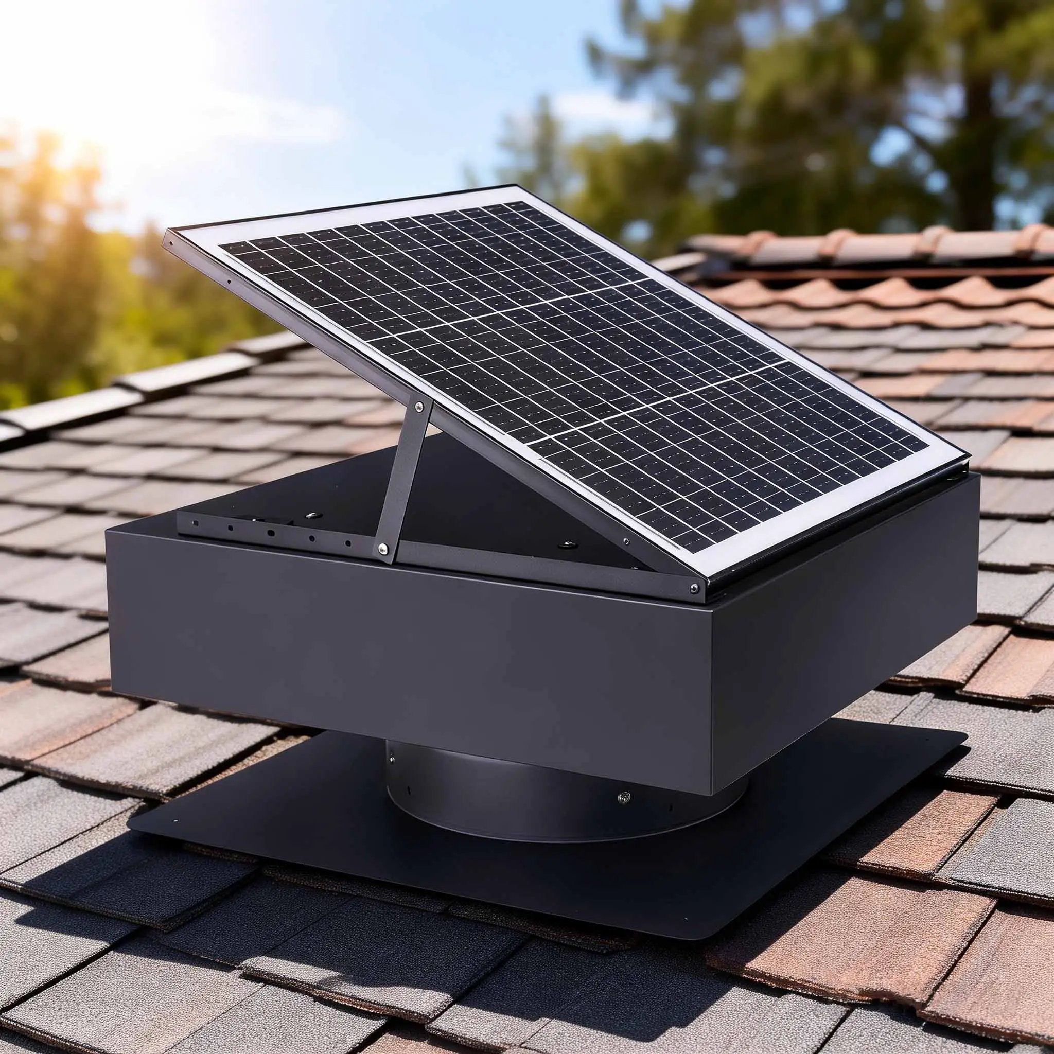 12" Solar Roof Vent Fan, 40W Dual Power Attic Exhaust Fan with Remote & Auto Start by HouseOfZazla