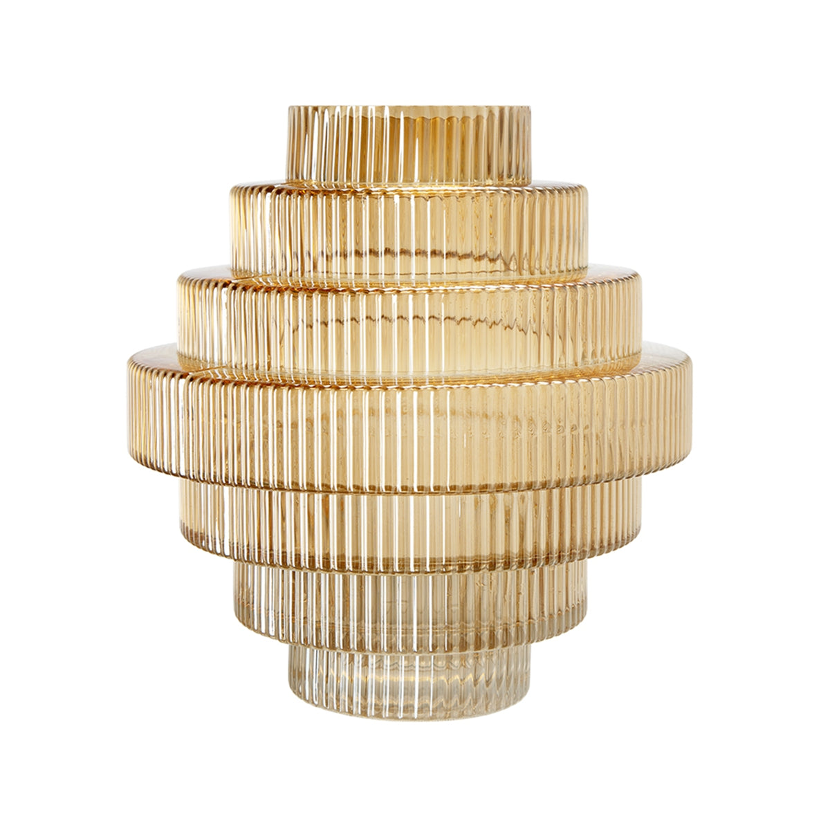 9.1x9.8" Tiered Geometric Amber Luster Clear Vase by HouseOfZazla