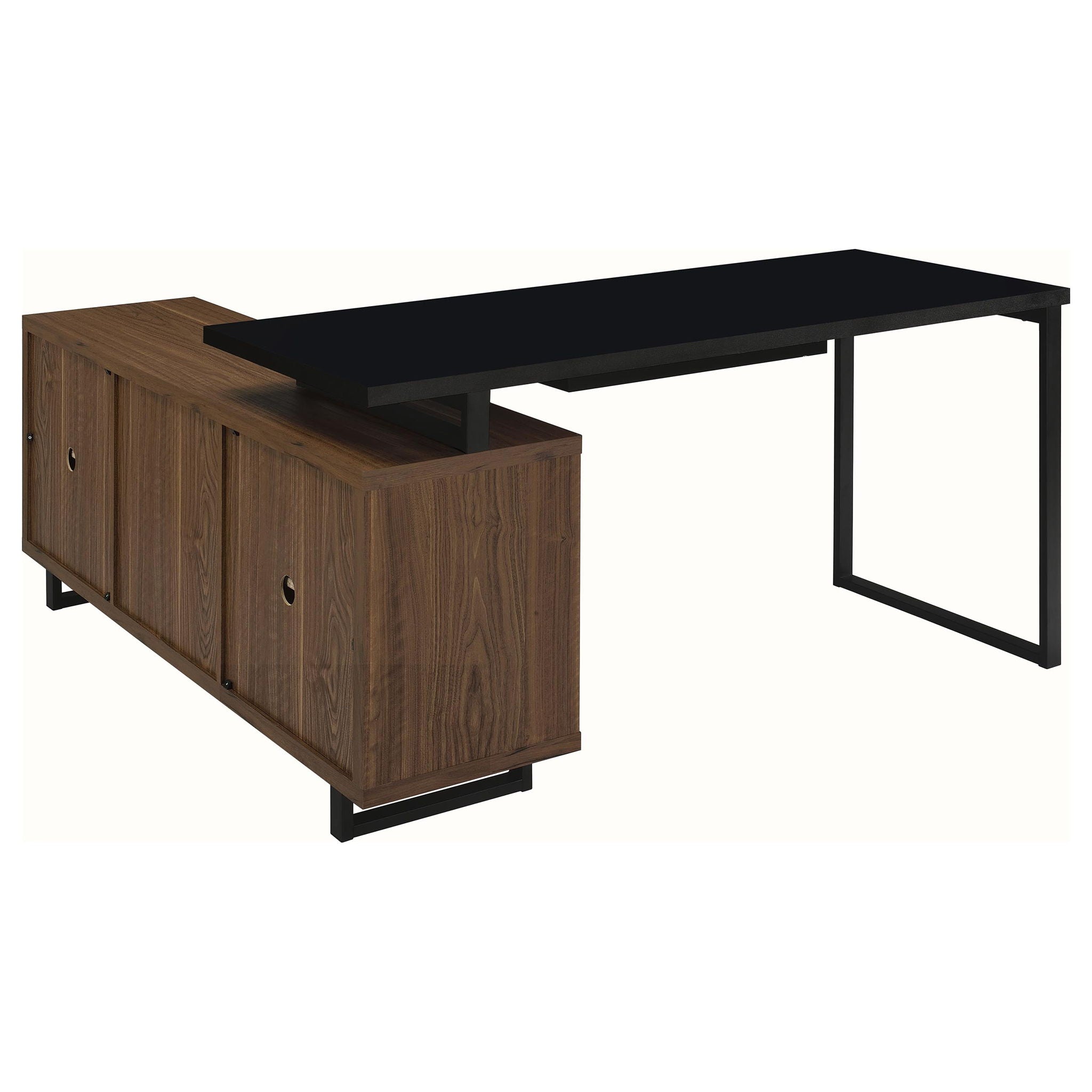Rodger - L Shape Office Desk With Storage, Workstation For Home Or Office - Walnut by HouseOfZazla