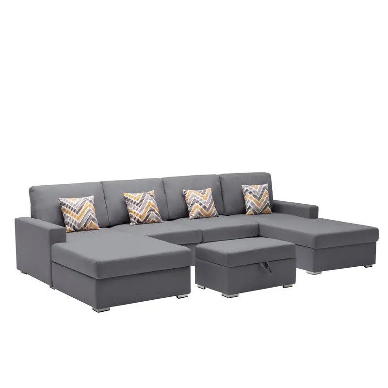 Nolan - Fabric 5 Piece Sectional Sofa With Interchangeable Legs by HouseOfZazla