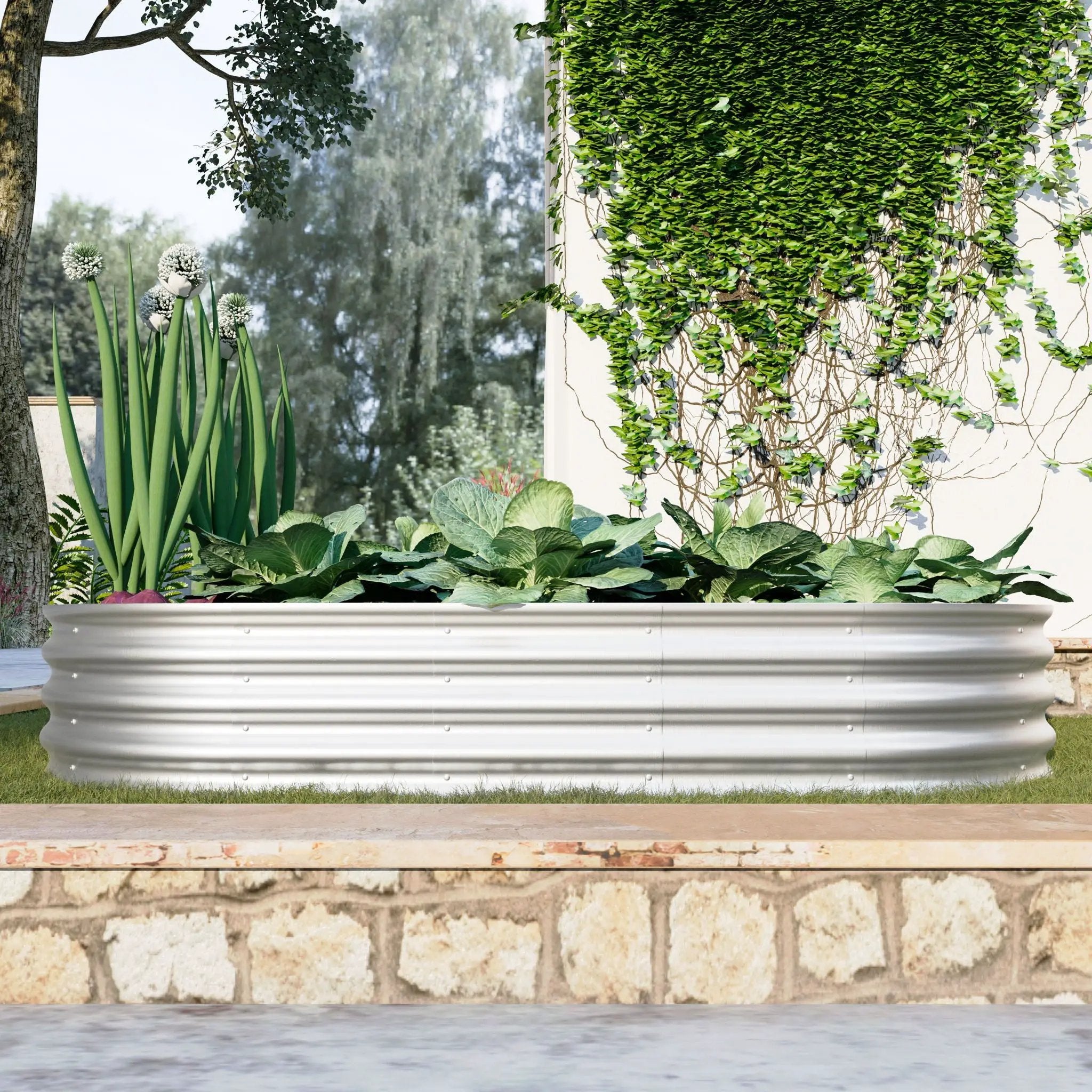 Heavy Duty Galvanized Raised Garden Bed Kit For Vegetables, Flowers & Herbs by HouseOfZazla