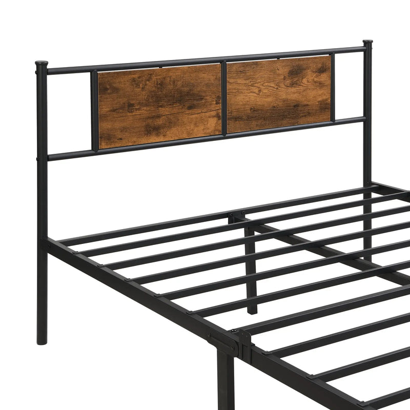 California King Bed Frame - Stylish Design with Wood Panel Headboard by HouseOfZazla