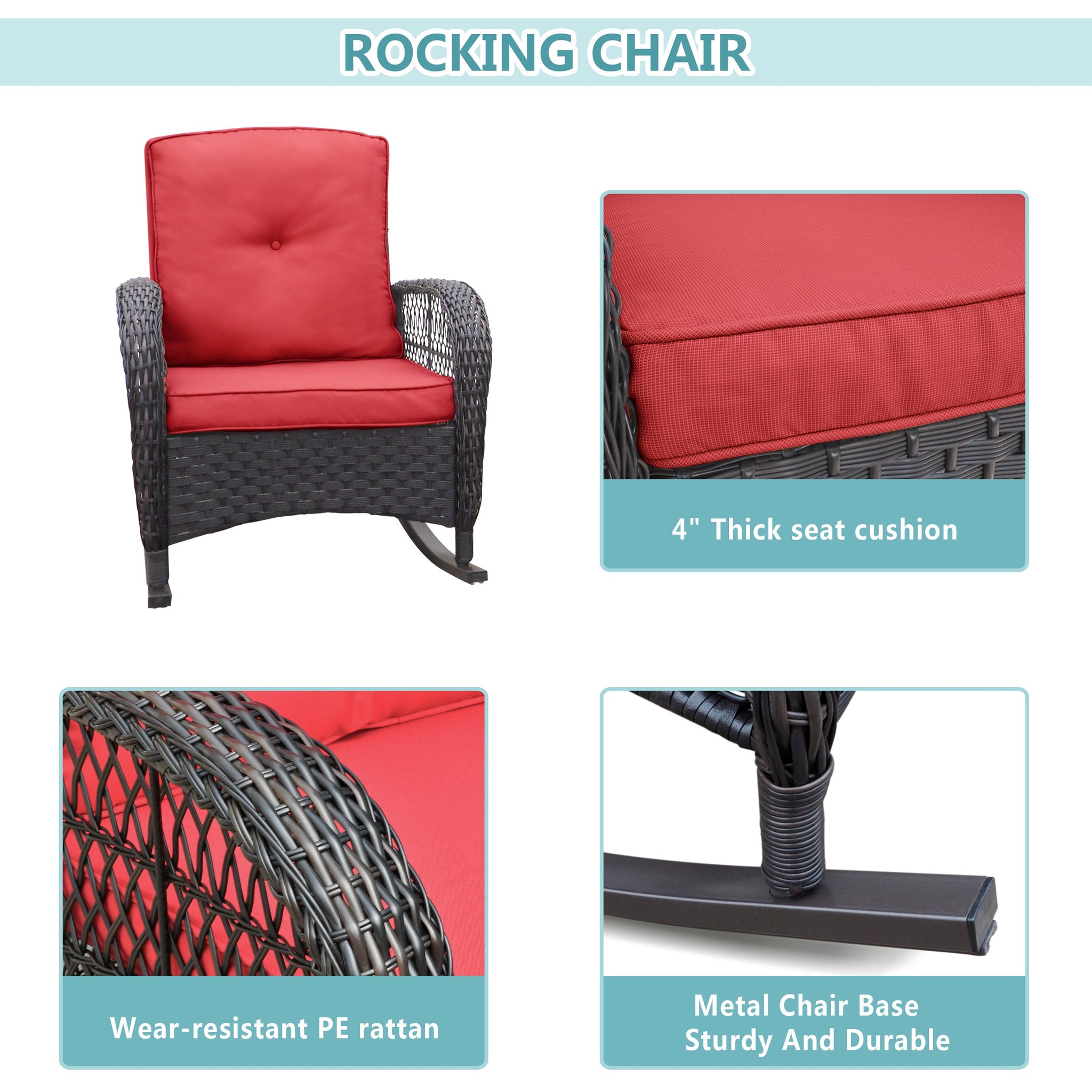 3 Pieces Outdoor Wicker Rocker Patio Bistro Set by HouseOfZazla