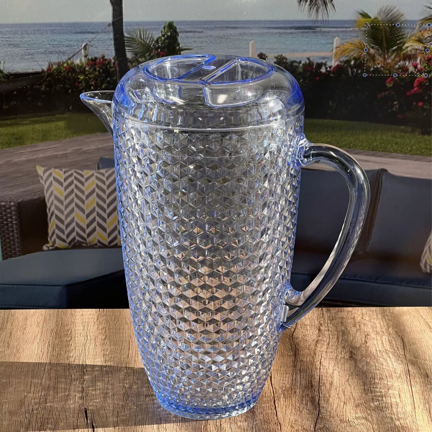 Diamond Cut Unbreakable Plastic Water Pitcher With Lid by HouseOfZazla
