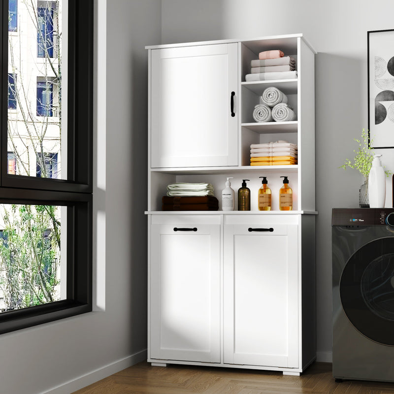 Laundry Cabinet with Doors and Shelf, Tilt-Out Laundry Hamper, Multiple Storage Space by HouseOfZazla