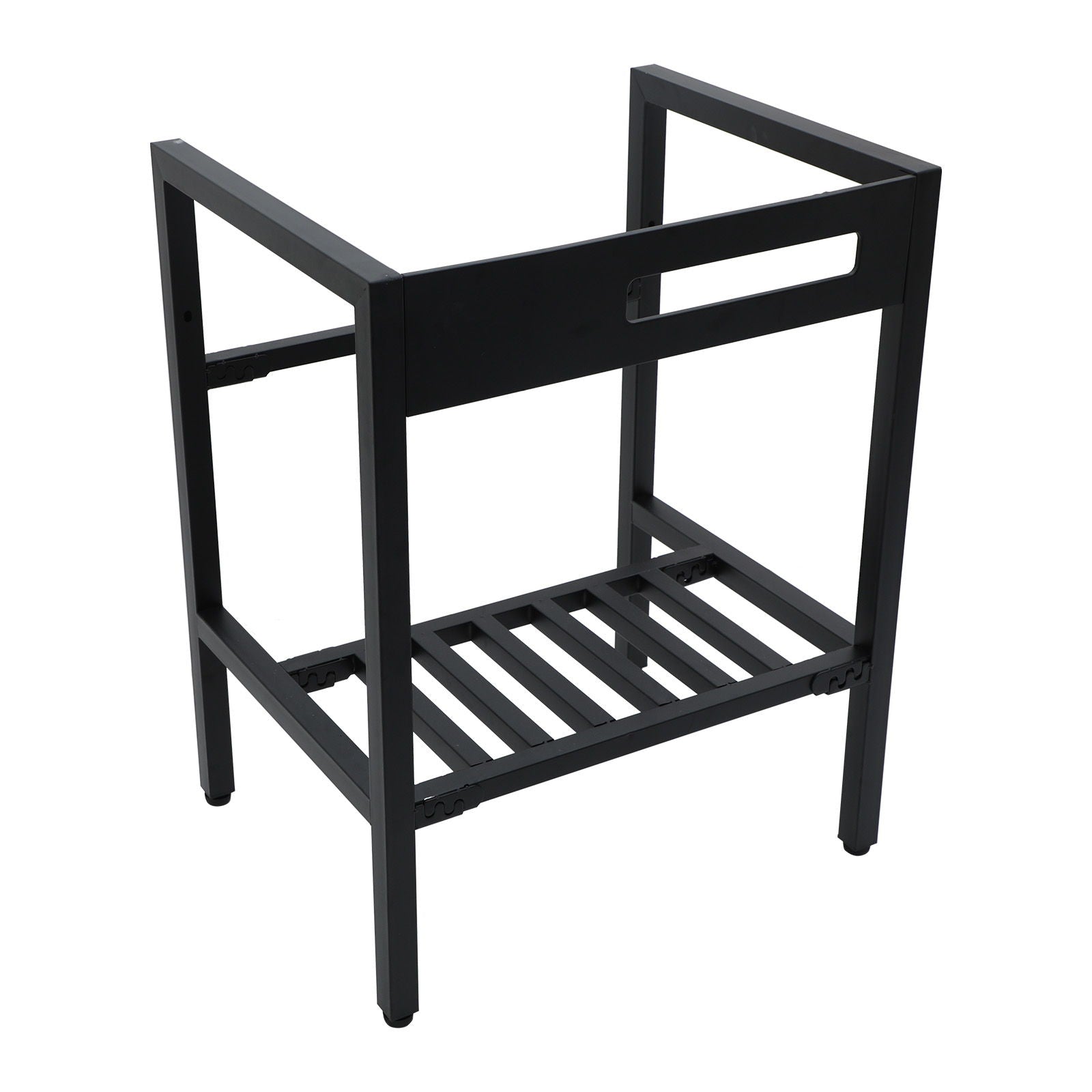 Console Sink With Legs, 24" X 18", Durable Porcela With Frame - White / Black by HouseOfZazla