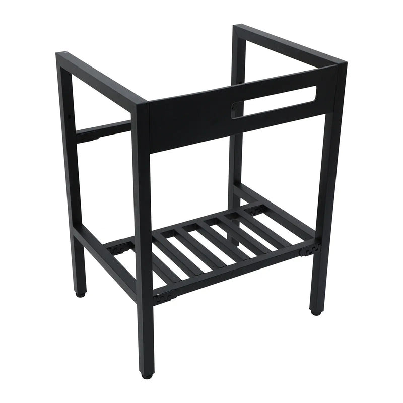 Console Sink With Legs, 24" X 18", Durable Porcela With Frame - White / Black by HouseOfZazla