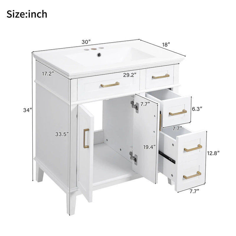 Modern Bathroom Vanity With Ceramic Sink, Soft Close Storage Cabinet by Unique Piece Furniture