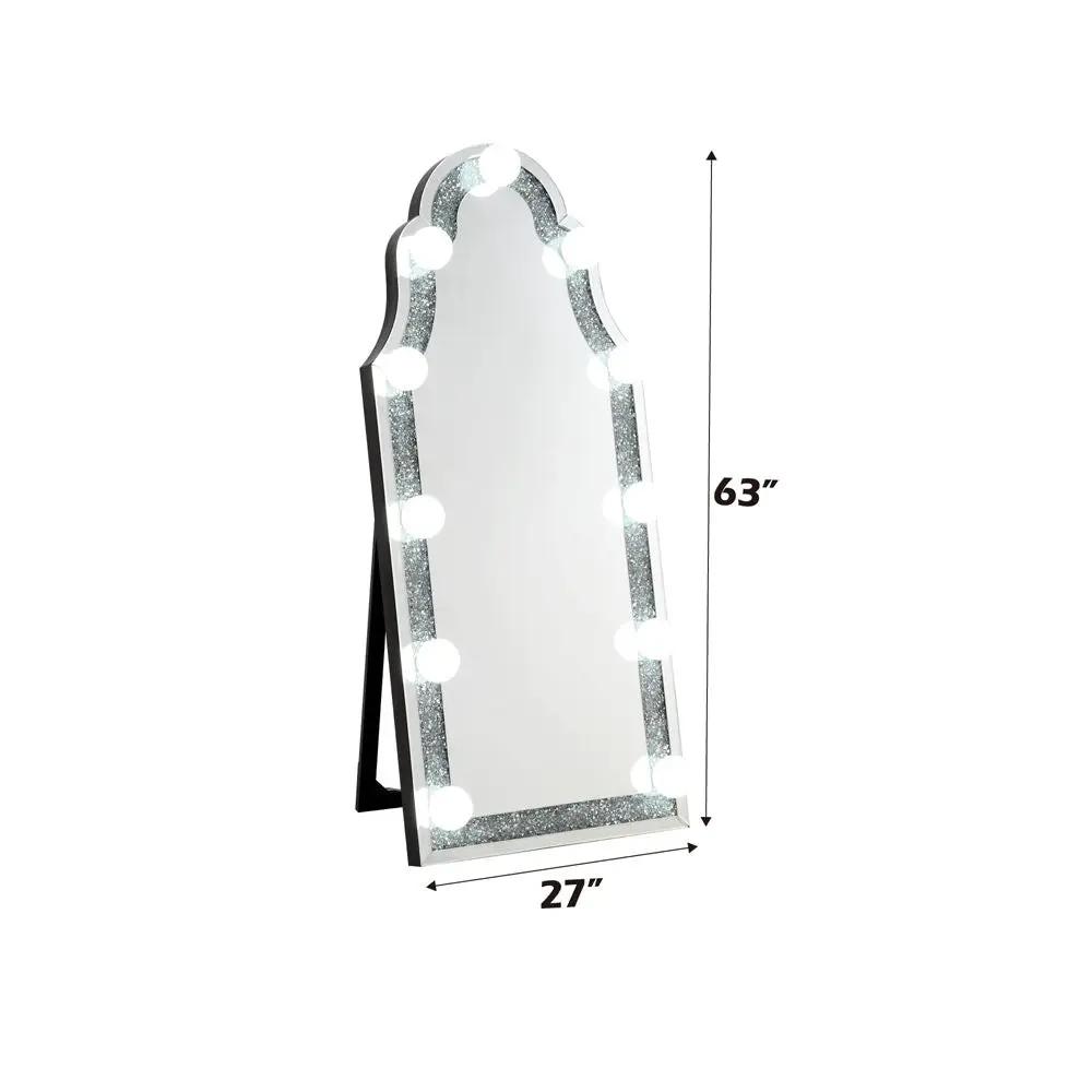 Noralie - Hollywood Floor Mirror - Mirrored & Faux Diamonds by Unique Piece Furniture